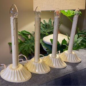 Lot of FOUR Vintage Electric Window Candle Light Christmas Wax Drip Candelabra